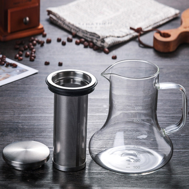 Cafetera portátil de extracción en frío de vidrio de borosilicato alto