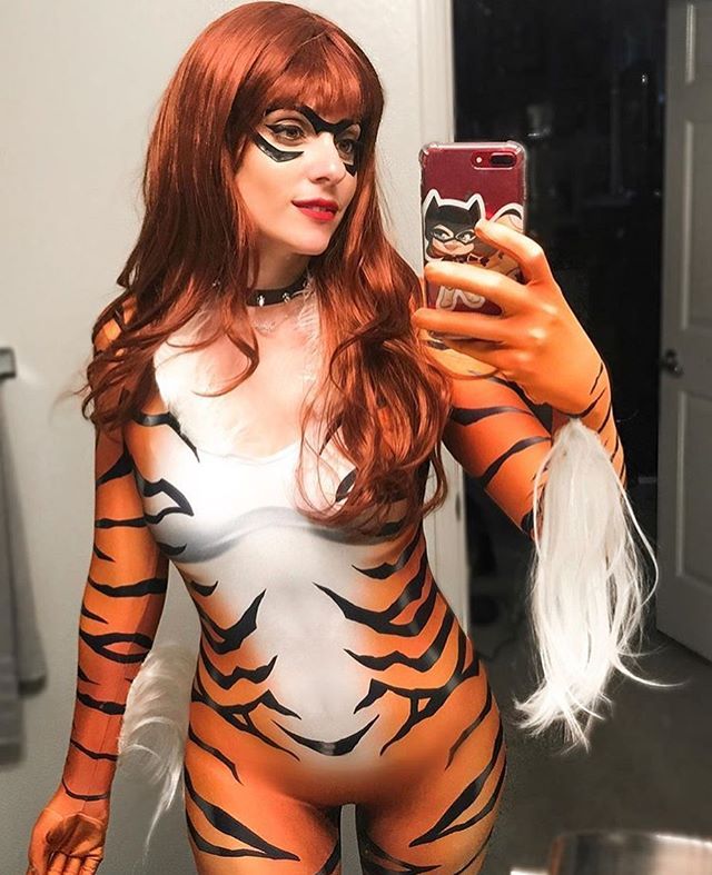 Body imprimé tigre rouge et noir pour filles pour Halloween