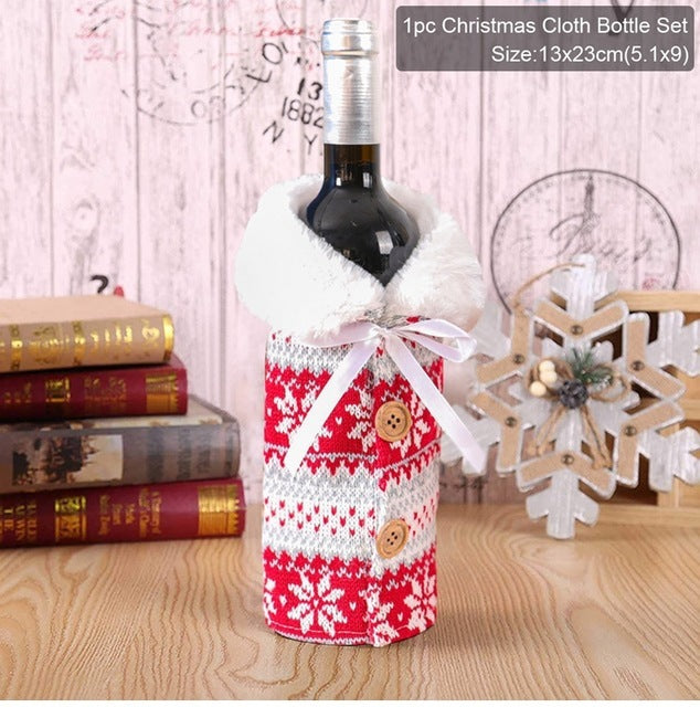 Wine Bottle Cover Merry Christmas Decorations