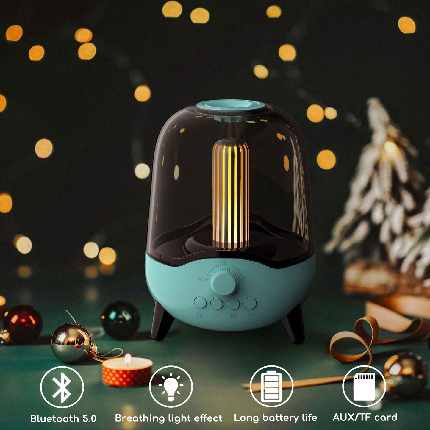 Haut-parleur Portable sans fil Bluetooth 5.0, lumière ambiante scintillante, lampe de Table, son stéréo, veilleuses intérieures et extérieures