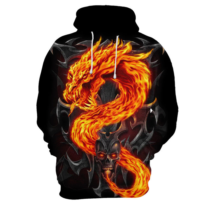 New Halloween Christmas Eve Skull 3D Digital Printed Fashion Brand Men's Pullover Hooded Sweater