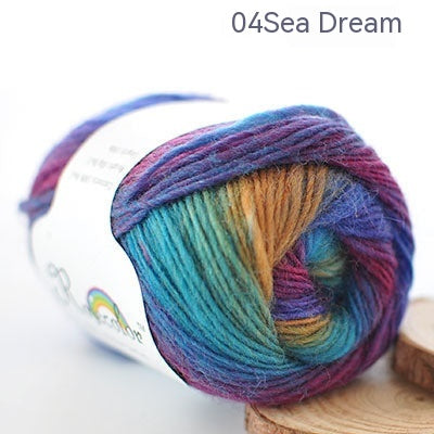 Rainbow Pure Wool Long Section Dyed Scarf Thread