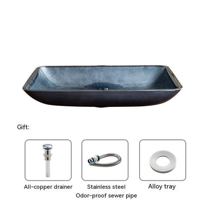 Pure Color Tempered Glass Table Basin Simple Art Bathroom Inter-platform