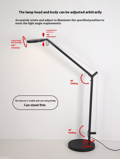 Lámpara de mesa de estilo industrial para sala de estar, estudio, dormitorio, brazo mecánico negro, piso simple