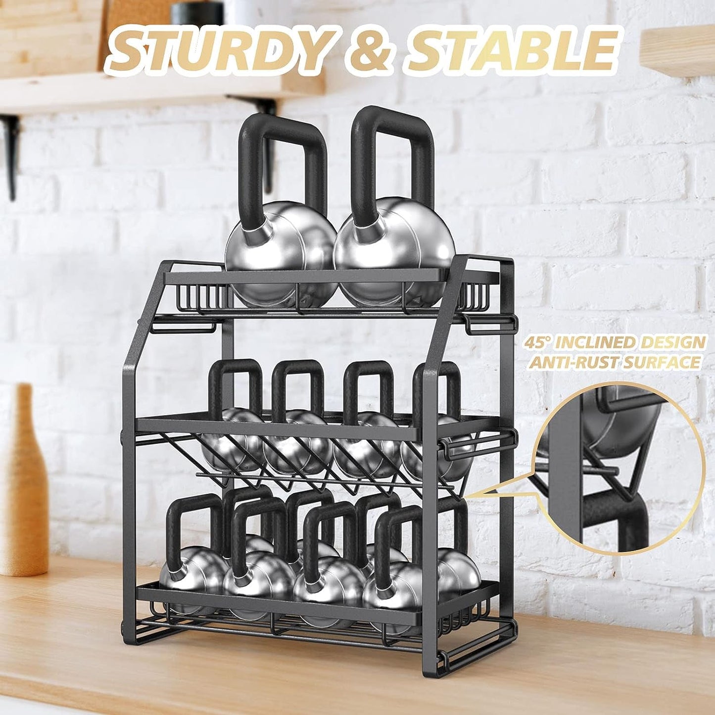 Organizador De Especias, Organizador De Condimentos De 3 Niveles, Estante De Especias De Cocina, Organizador De Encimera para Baño, Tocador, Cocina-Negro