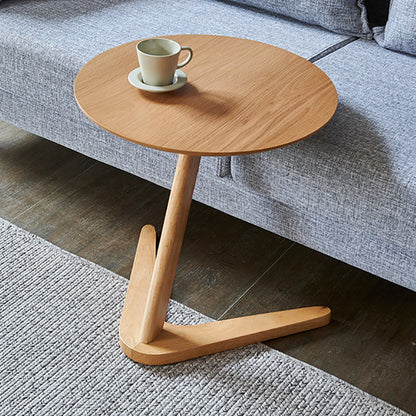 Petite table ronde multifonctionnelle en bois massif, salon nordique, balcon