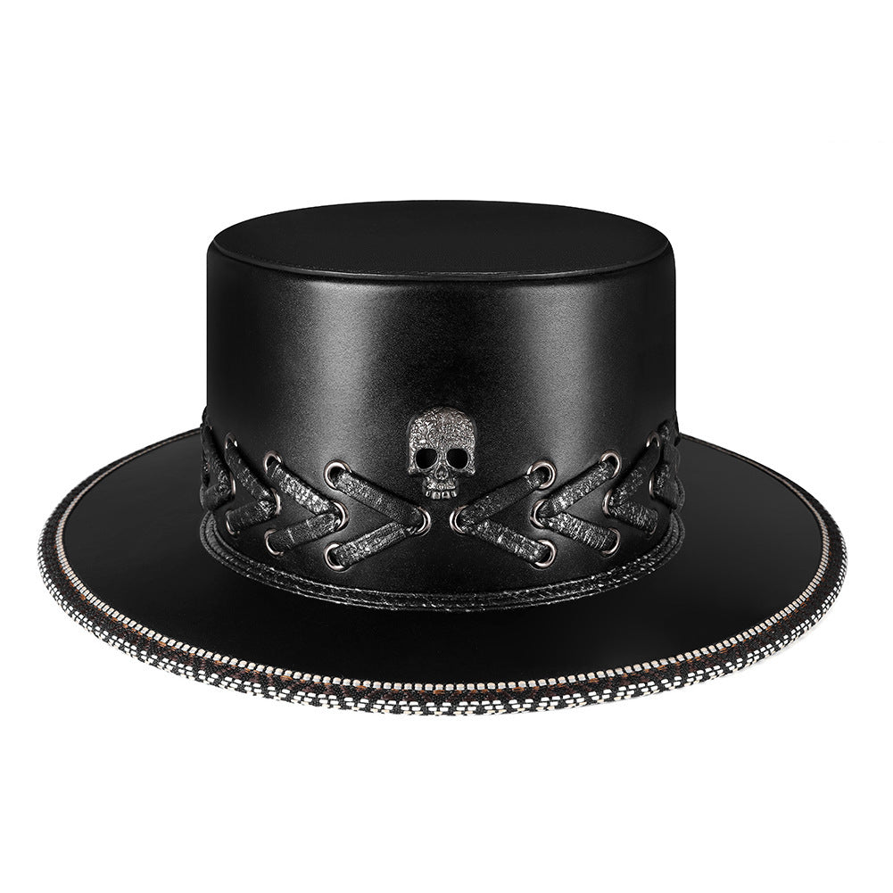 Sombrero de copa negro con calavera punk para Halloween