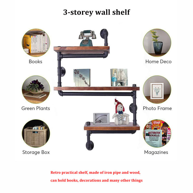 Retro Industrial Style Water Pipe Shelves Iron Bookshelves