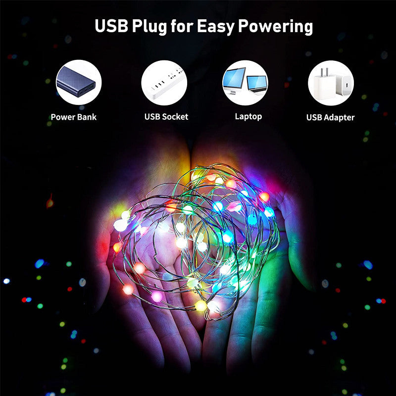 USB intelligent Bluetooth Led fil de cuivre chaîne lumière App contrôle arbre de noël décor nouvel an fée guirlande lumineuse décoration de noël