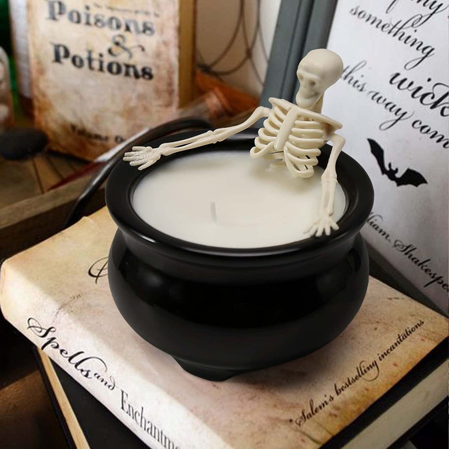 Bougie de crâne fluorescente d'Halloween, ornements artisanaux gothiques