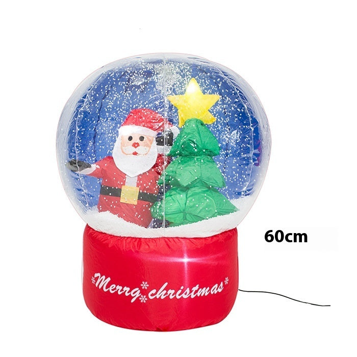 Decoración inflable navideña para patio, diseño luminoso de muñeco de nieve navideño, alce, anciano, modelo inflable, bola de nieve rociadora