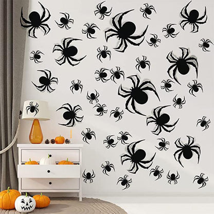 Adhesivo de pared autoadhesivo con forma de araña negra, murciélago negro y fantasma