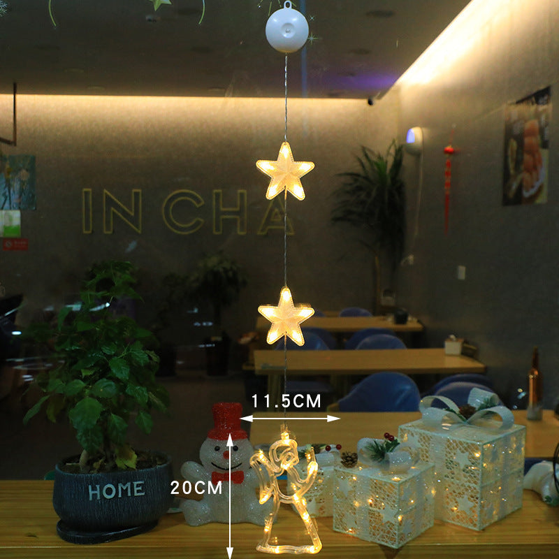 3 piezas de luces LED de Navidad con forma de estrella para colgar en el árbol de Navidad, lámpara con ventosa, adornos para ventanas, decoración para el hogar, Navidad, Año Nuevo, decoraciones navideñas