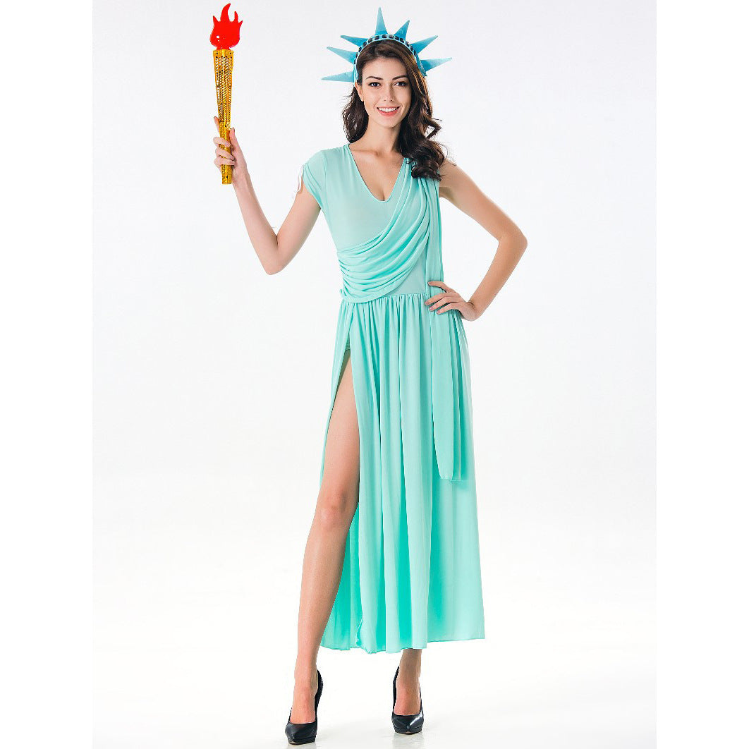 Greek Goddess Split Cosplay Halloween Stage Costume