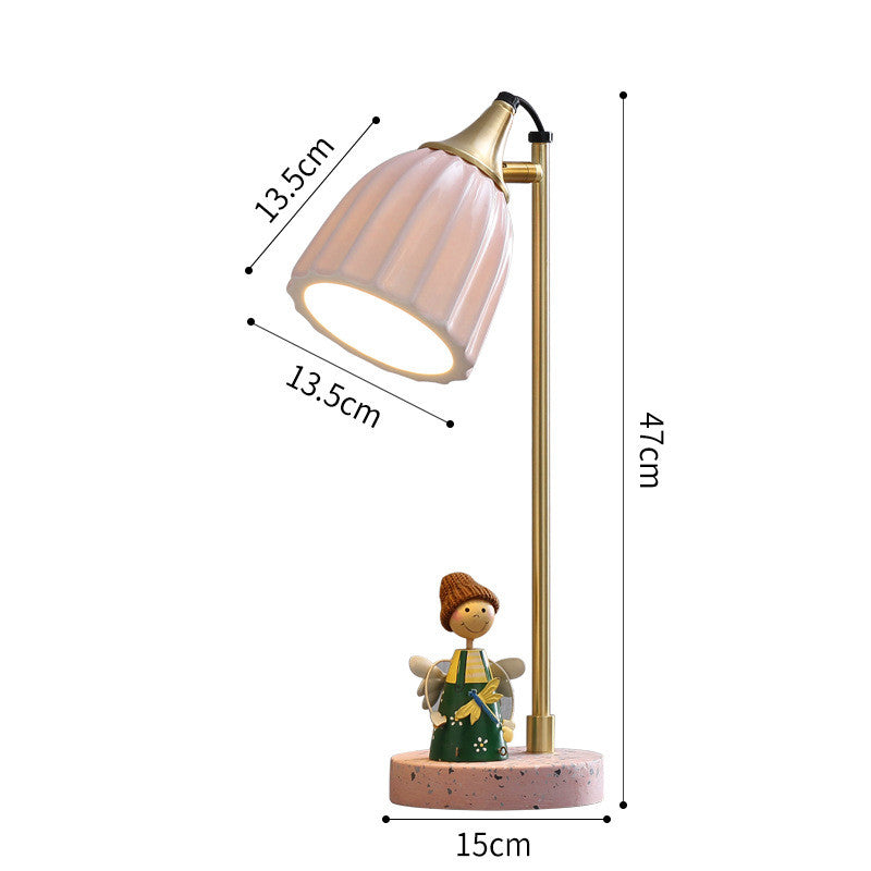 Lámpara de mesa Ins de cerámica con transmisión de luz de estilo nórdico