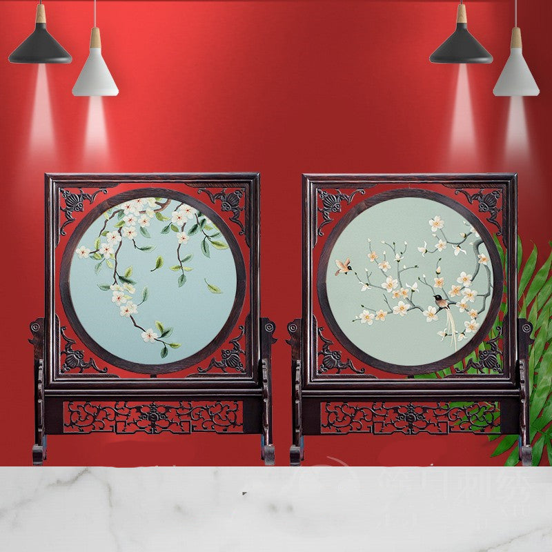 Double-sided Embroidery Table Screen Chinese Handicraft Desktop Ornaments