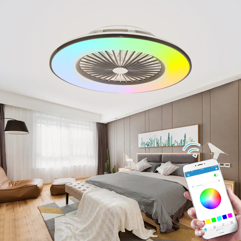 Lámpara colgante de ventilador LED simple, moderna e invisible