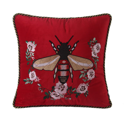 Home Velvet Embroidery Pillow Cover