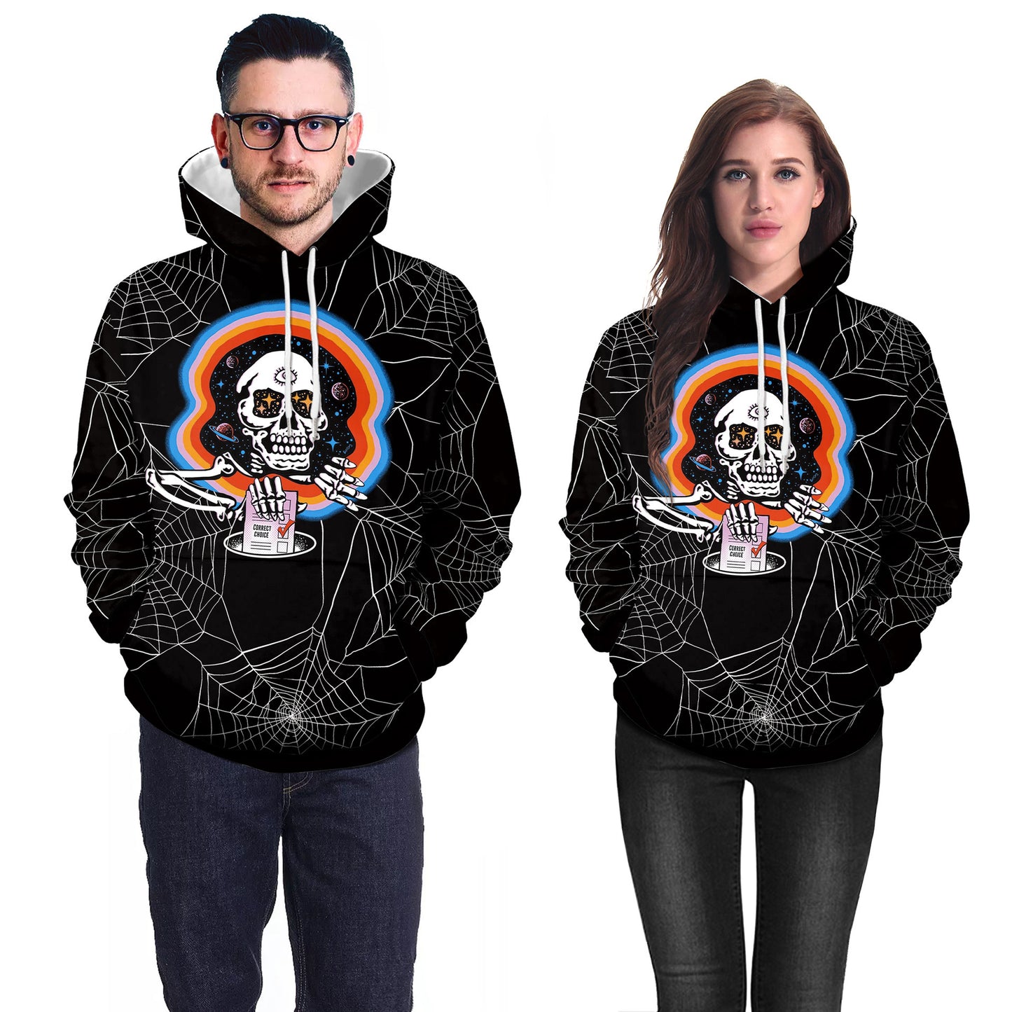 Sudadera casual con capucha y calavera de Halloween para mujer