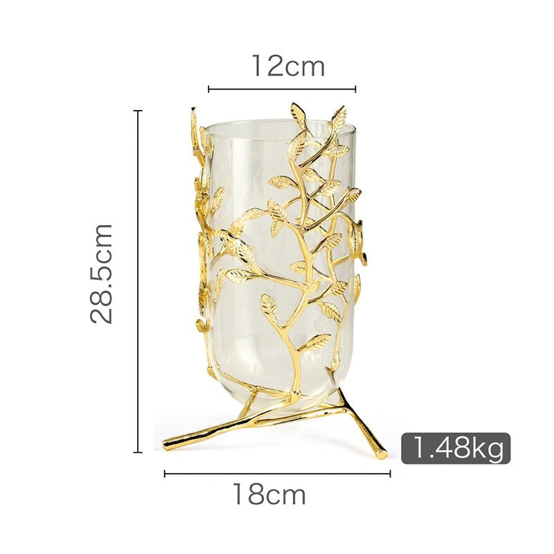 Geometric Glass Vase Living Room Dining Table Entrance Decoration Flower Wine Cabinet Golden TV