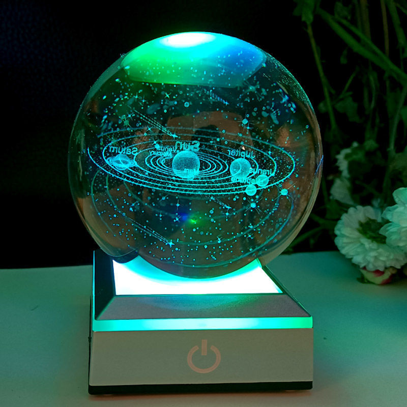 Décoration de bureau boule de cristal galaxie lumineuse créative