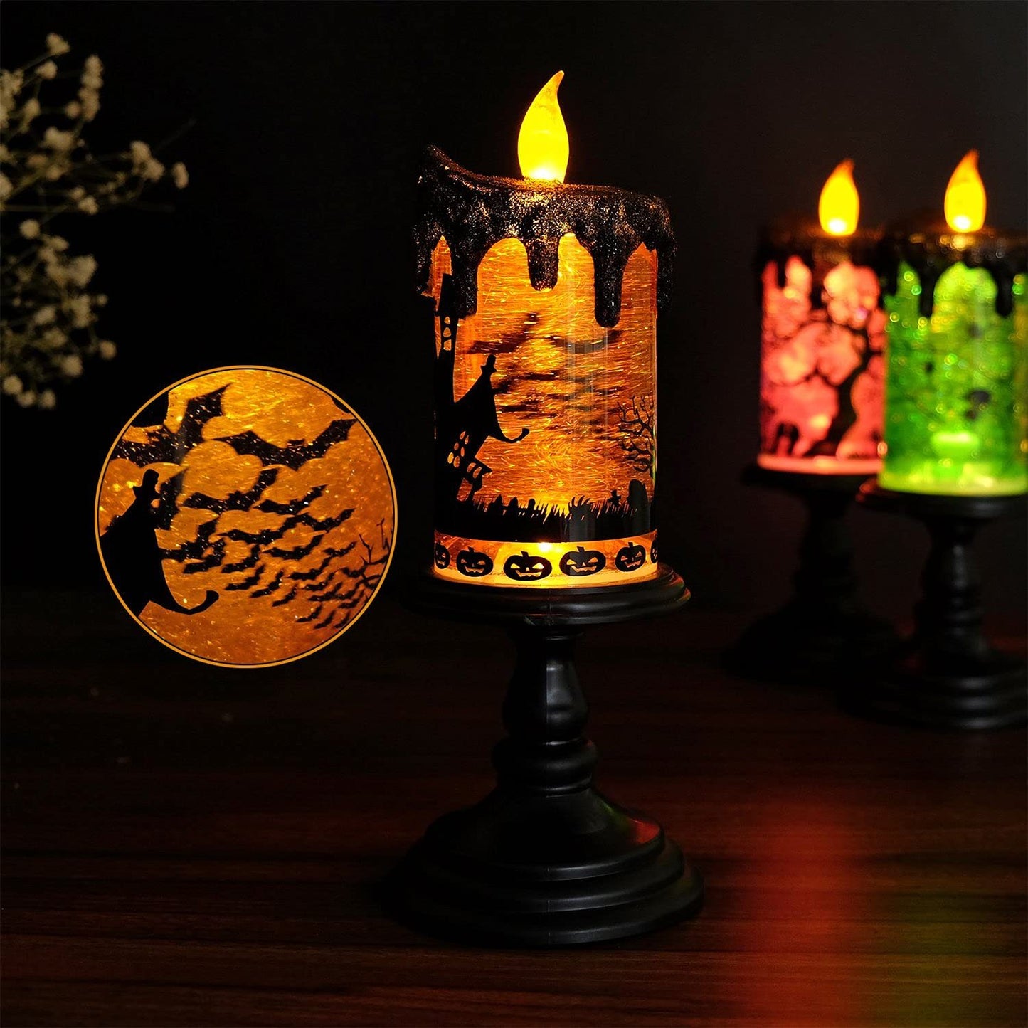 Halloween Decorations Skull Candle Light Ornament Glowing