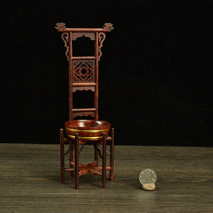 Miniature Furniture Model Mahogany Wardrobe Table Stool