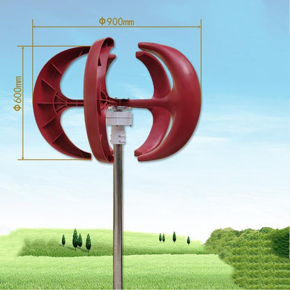 Ensemble générateur de vent d'éolienne miniature en forme de lanterne rouge 300W