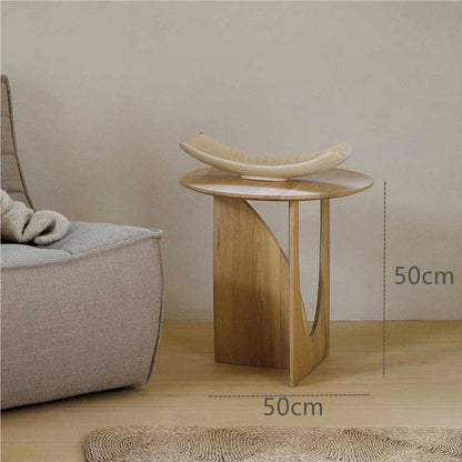 Round Solid Wood Side Table Geometric Designer Corner Table Black Bedside Table