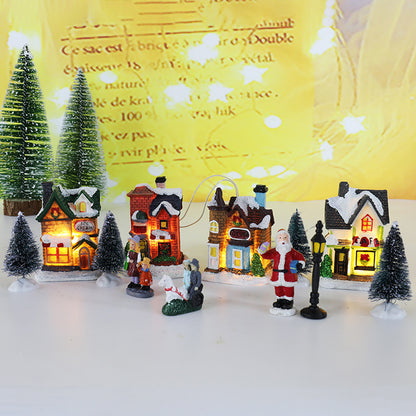 Christmas Decorations Resin Small House Micro Landscape Ornaments