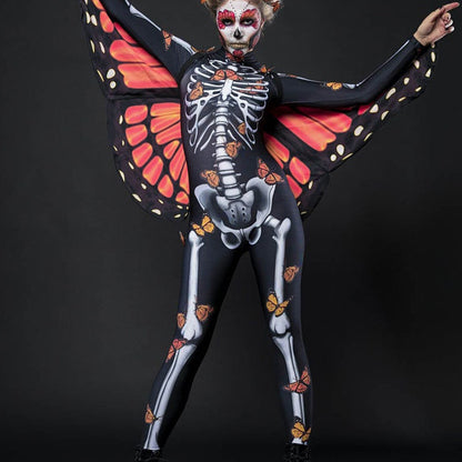 Capa de mariposa de Halloween, traje de moda para padres e hijos, mono con calavera