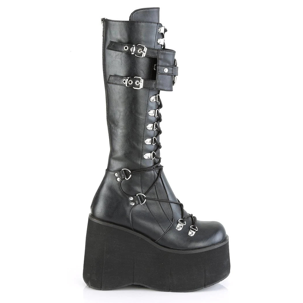 Botas de plataforma gótica con tacón de cuña para Halloween, talla grande, para mujer