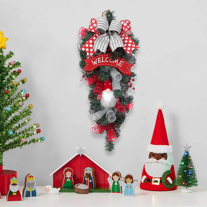 Christmas Door Hanging Bow Tree Wall Decoration Garland