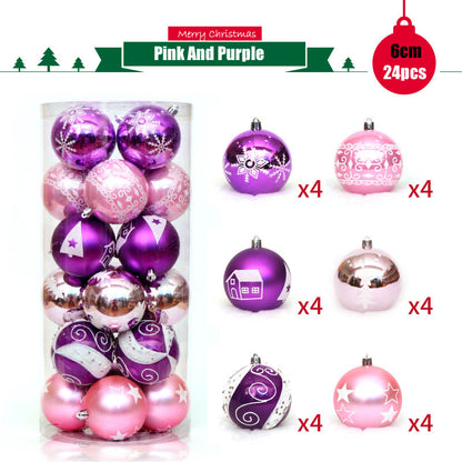 Decoration 6cm24 Colorful Painted Transparent Balls Christmas Ball Set