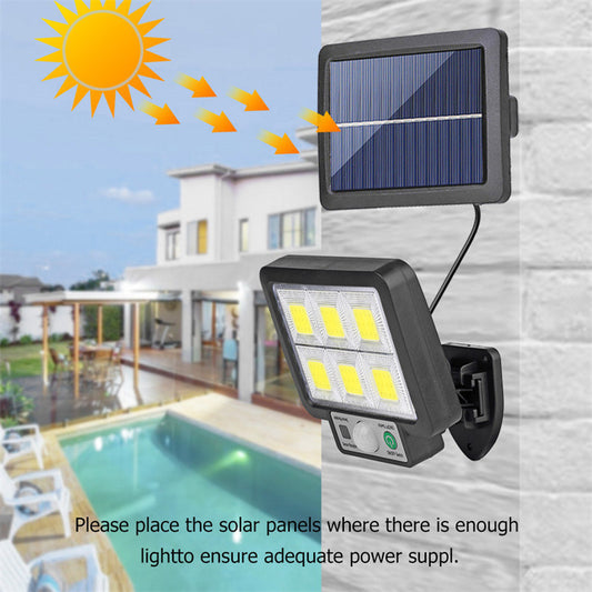 Lámpara de pared LED solar dividida con 3 modos, resistente al agua, con sensor de movimiento, para alumbrado público de jardín, lámpara solar para seguridad de garaje