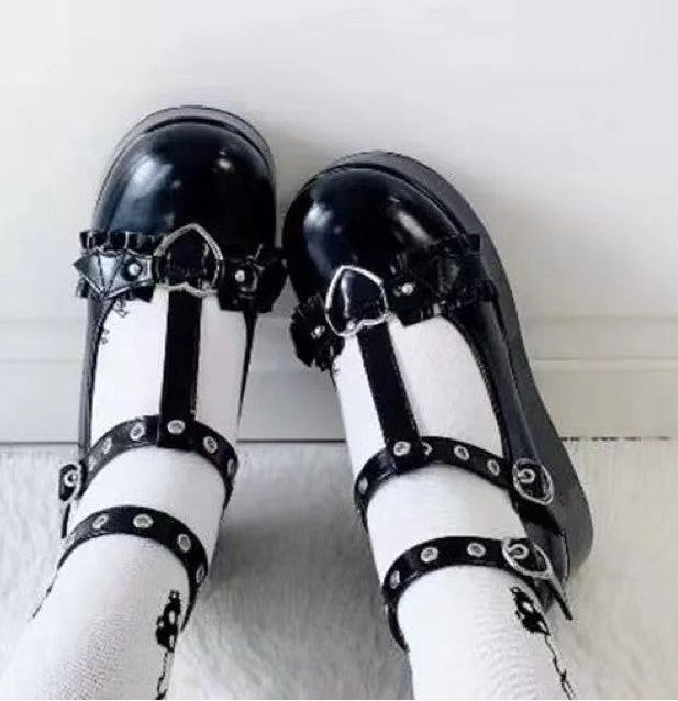 Patent Leather Halloween Leather Shoes Thick Bottom Round Toe Platform