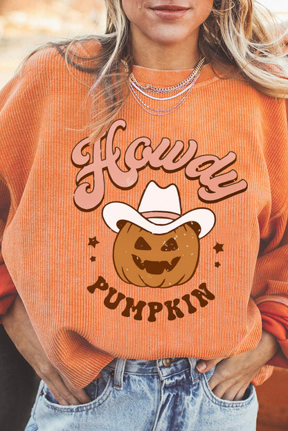 Pull tête de citrouille d'Halloween pour femme - Pull ample à col rond