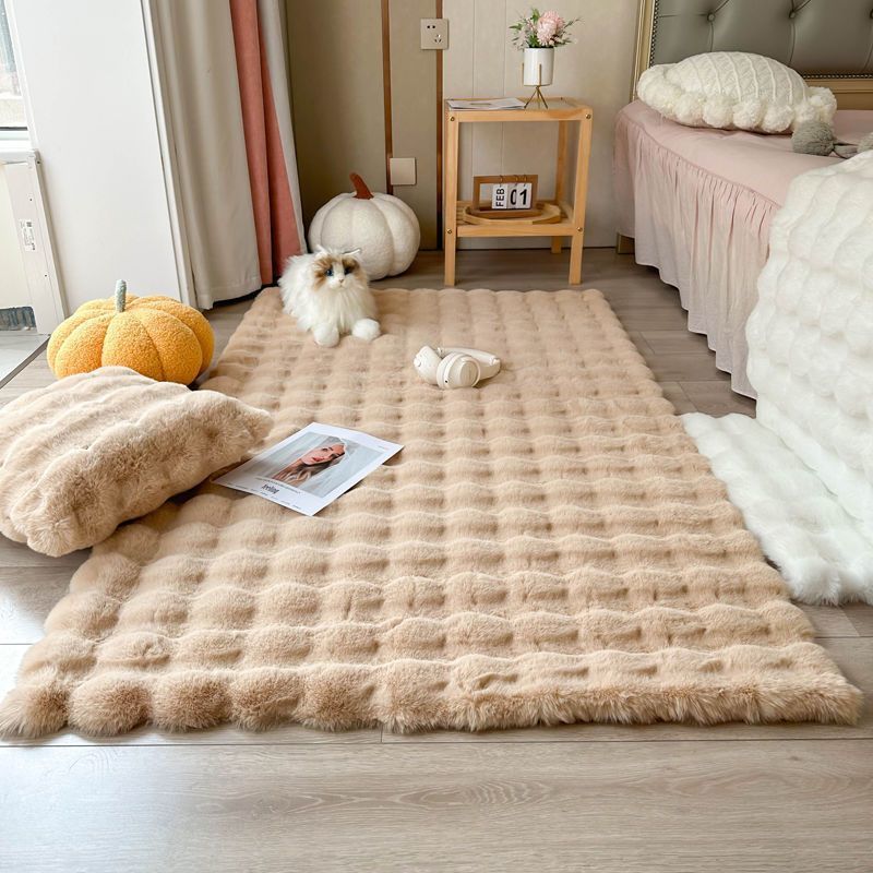 Cream Style Pile Floor Covering Bubble Velvet Floor Mat Bedroom Bedside Blanket