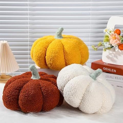 Simulated Pumpkin Plush Pillow 11 X 9.5 Inch 3D Thanksgiving Cushion Shaped Pillow Cozy Fall Decorations Toy Pillows For Thanksgiving Christmas Bedroom Sofa Couch Supplies