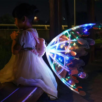 Alas de mariposa eléctricas para niñas con luces brillantes y movimiento para disfrazarse, para cumpleaños, bodas, Navidad y Halloween