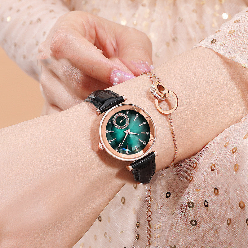 Reloj con cinturón con patrón de nudo de bambú brillante simple a la moda para mujer