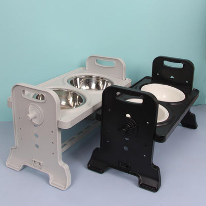 Table à manger pour animaux de compagnie en céramique et acier inoxydable, Double bol réglable en hauteur