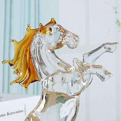 Decoración de mesa de animales con estatua de caballo de cristal