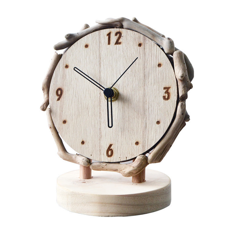 Log Desk Table Clock Living Room Home Simple