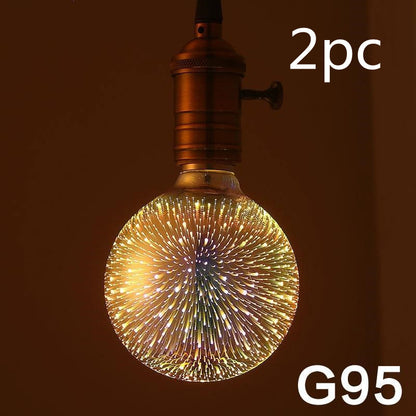 Ampoule LED de décoration 3D, feu d'artifice 110 220V ST64 G95 G80 G125 A60, bouteille en forme de cœur, lumières de vacances, nouveauté, lampe de noël