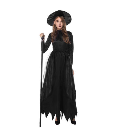 Traje de bruja negra de moda para Halloween