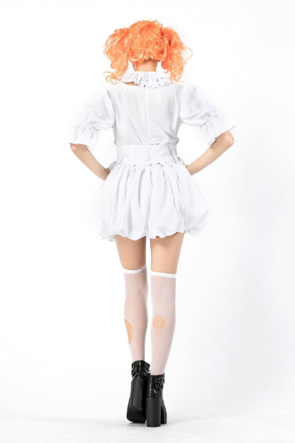 Halloween Ghost Doll Clown Cos Costume White Dress