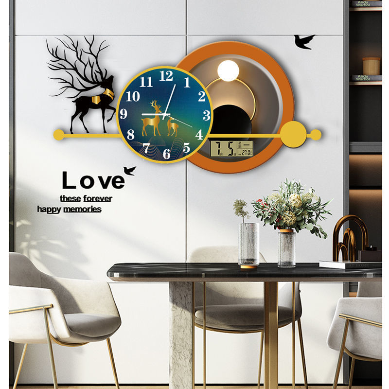 Horloge acrylique de tête de cerf de maison de salon