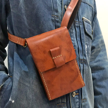 Bolso bandolera para teléfono celular con diseño de temperamento para hombre