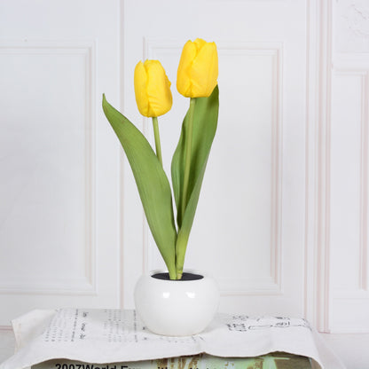 Luz LED nocturna de flor de tulipán, maceta Artificial, paisaje de plantas en maceta, lámpara de mesa, decoración para el hogar, dormitorio y sala de estar, regalo